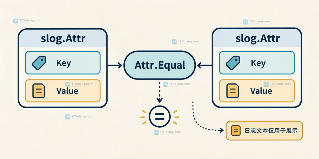 Go log/slog Attr Equal 以 Key 和 Value 为比较入口的结构说明图