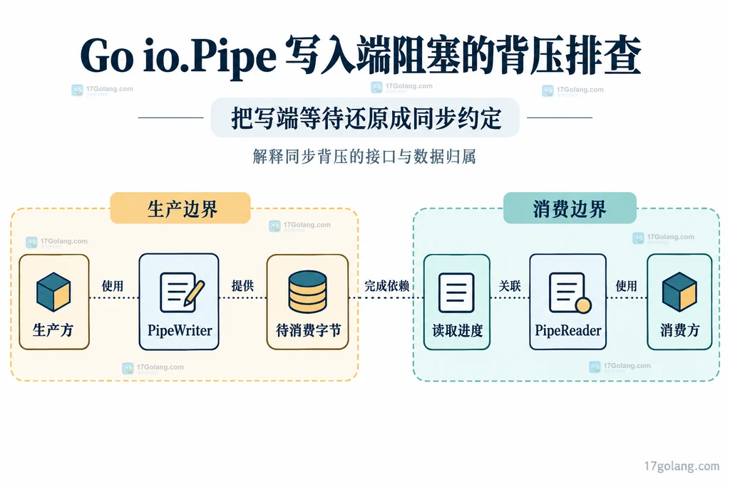 生产方、写端、待消费字节与读取方的同步关系结构图