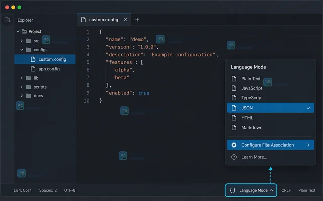 VS Code files.associations 怎样让自定义后缀识别为 JSON