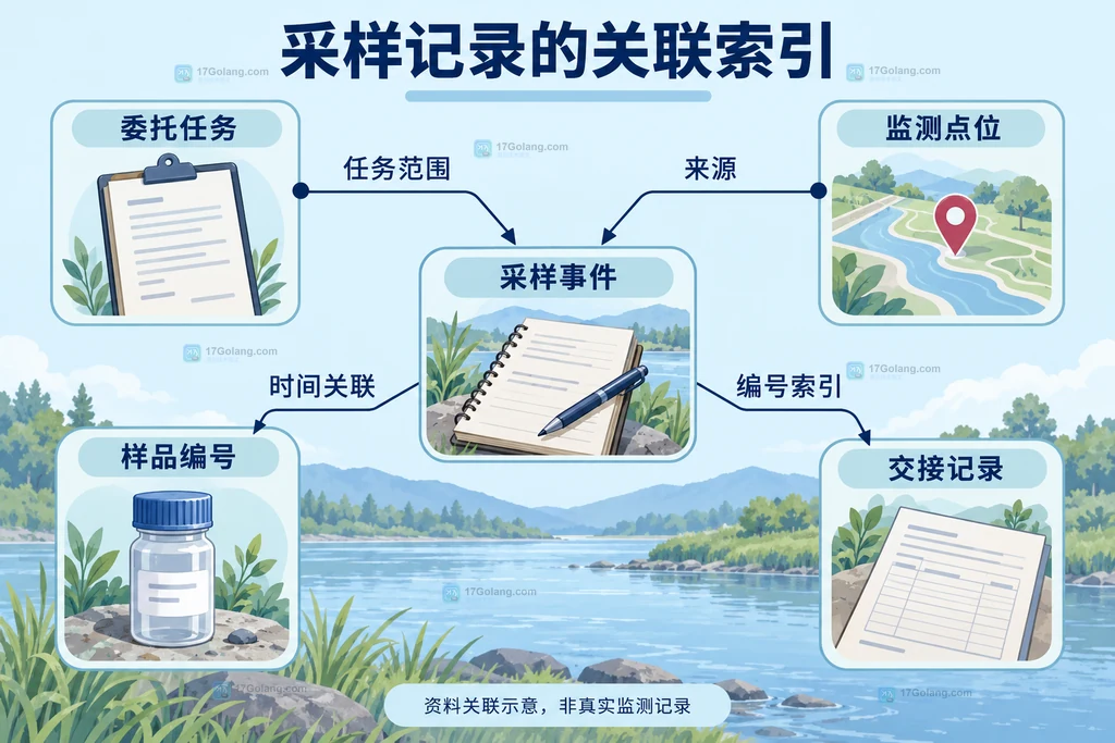 任务、点位、采样事件与样品记录的关联