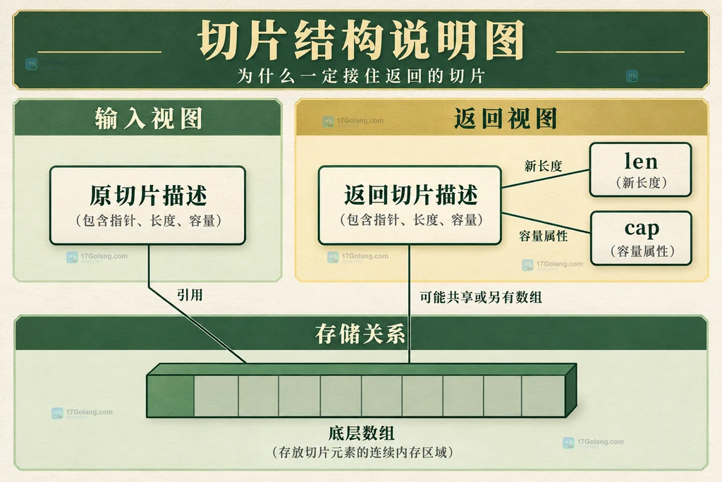 输入和返回切片描述与长度容量底层数组的静态关系