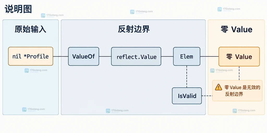 ValueOf、nil 指针、Elem 与零 Value 的静态关系说明图