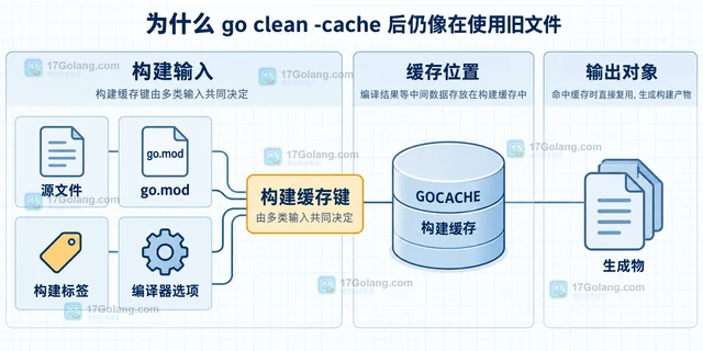 Go clean -cache 后构建仍然使用旧文件怎么查