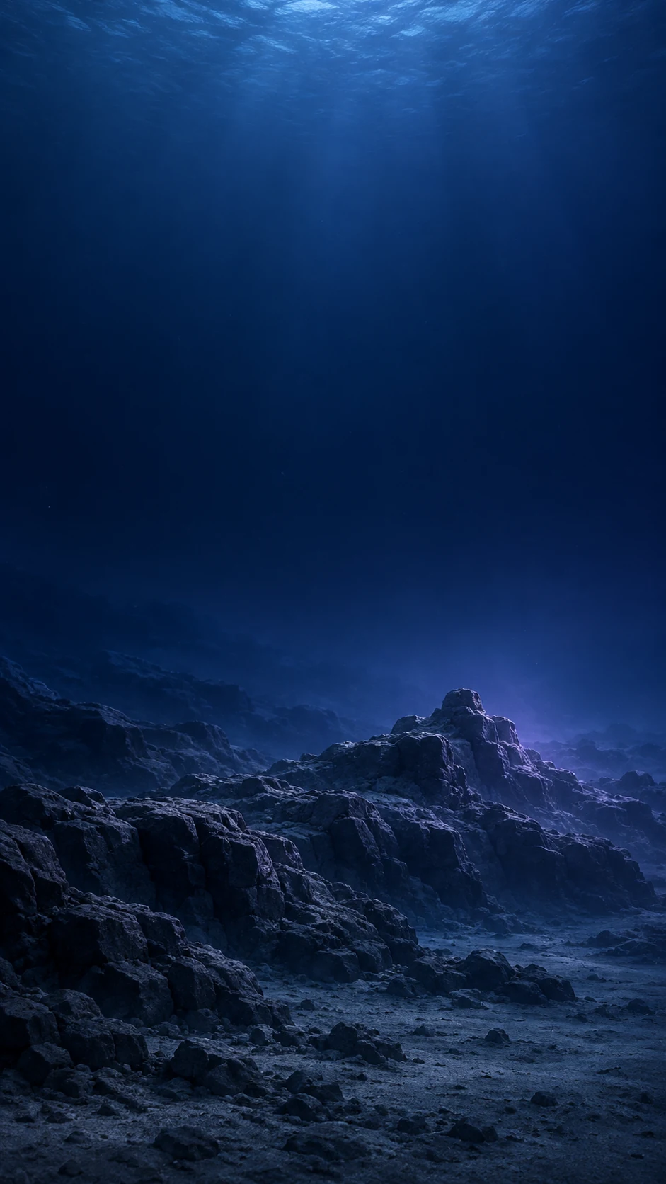 深海靛蓝偏右岩脊原创手机壁纸