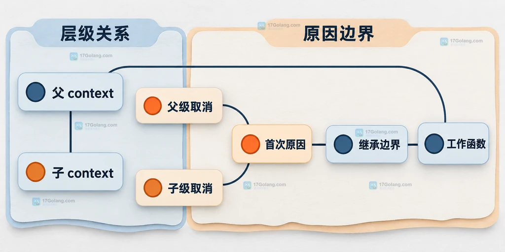 父子 context 取消原因与首次取消边界的静态关系