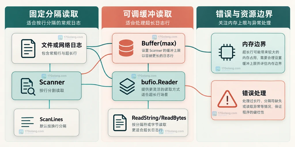Go Scanner 与 bufio.Reader、Buffer、ReadString 和 ReadBytes 的静态选择关系图