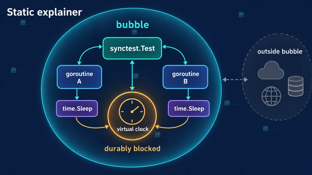 synctest bubble 与虚拟时钟关系说明图