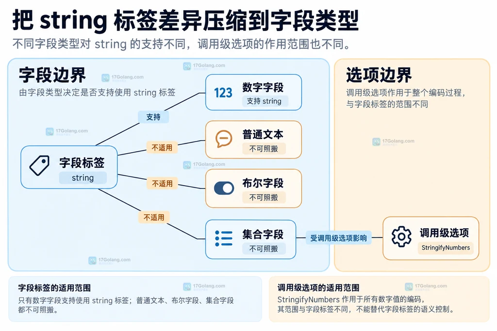 JSON字符串标签与字段类型适用边界结构图