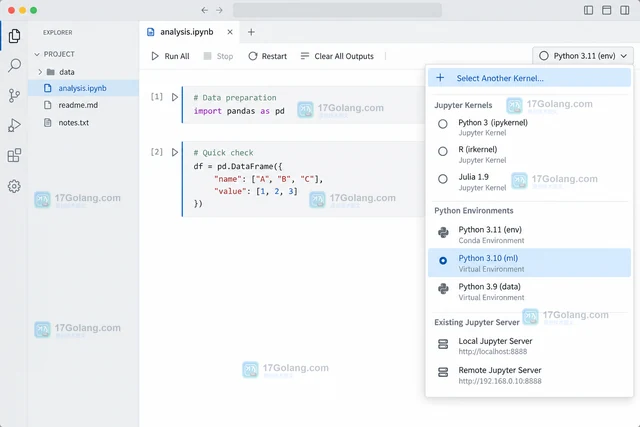 VS Code notebooks 怎样固定 notebook 内核选择