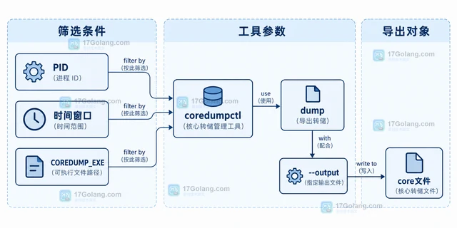 coredumpctl 怎样按 PID 导出转储