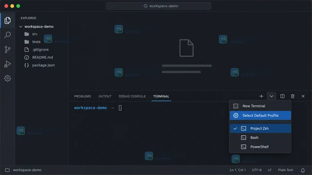 VS Code 怎样为工作区设置默认终端配置文件