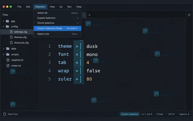 VS Code 多光标怎样批量修改同一列文本