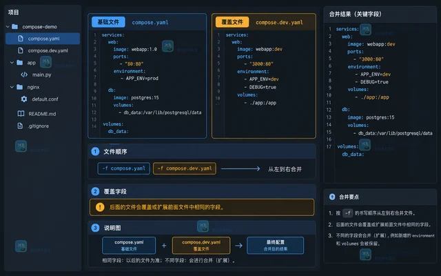 Docker Compose 怎样查看多个配置文件合并后的最终配置