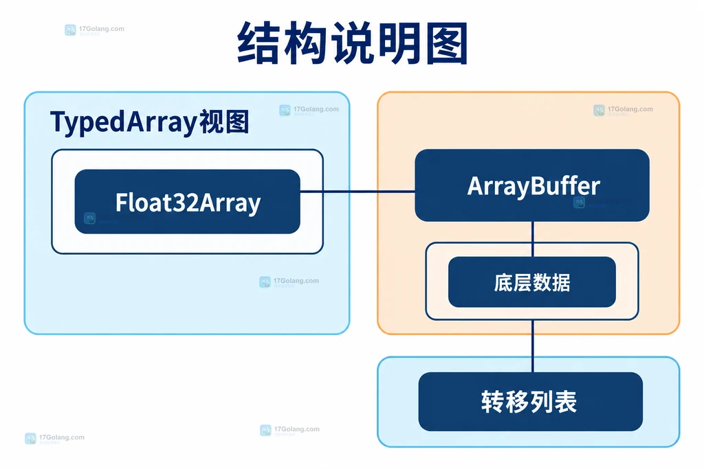 TypedArray视图与ArrayBuffer底层资源关系结构说明图