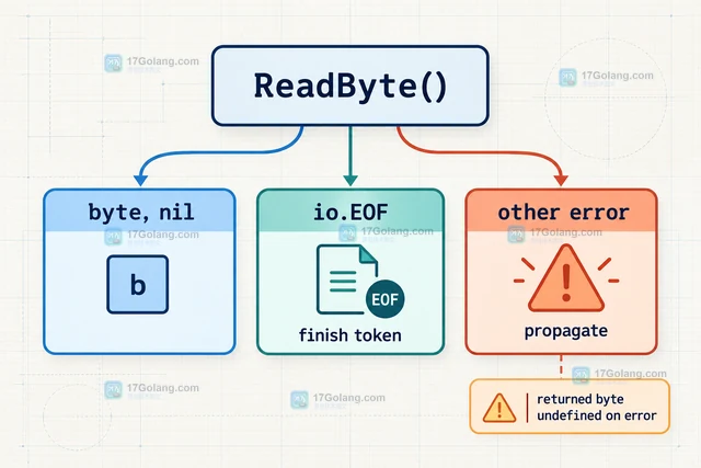 Go bufio.Reader.ReadByte 的单字节读取与 EOF 处理方案