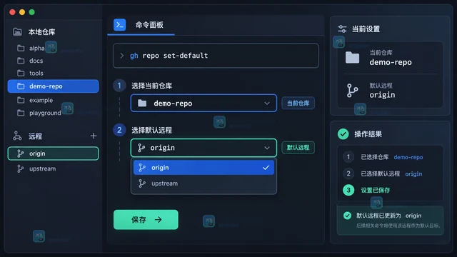 GitHub CLI 怎样为当前仓库切换默认远程