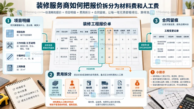 装修服务商怎样向客户列明材料和人工费用