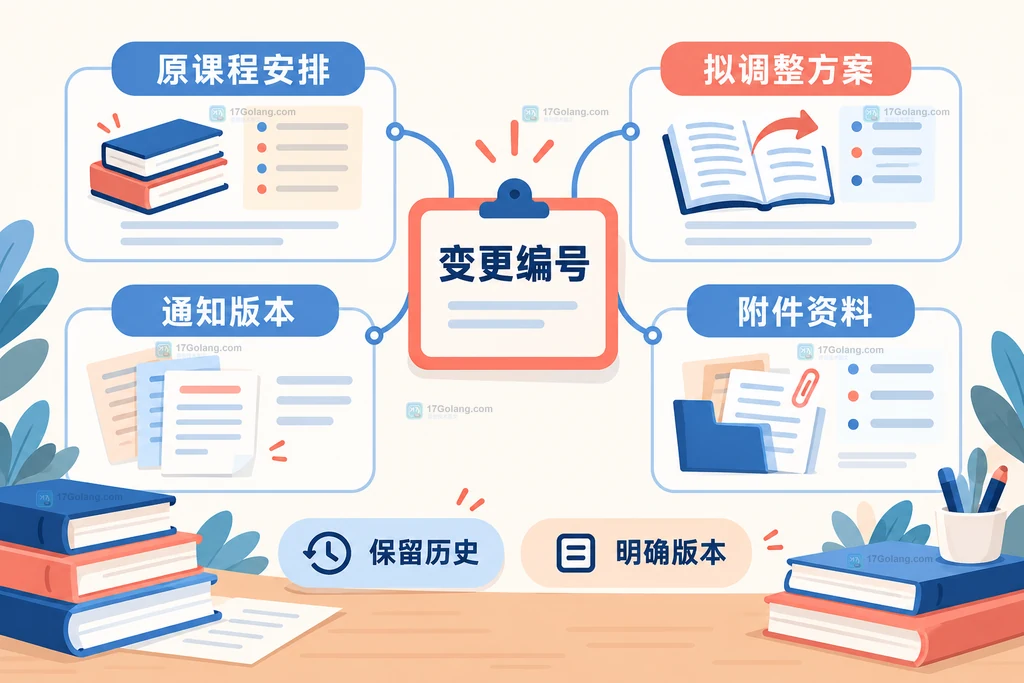 课程变更编号关联原安排新方案及通知版本的原创说明图