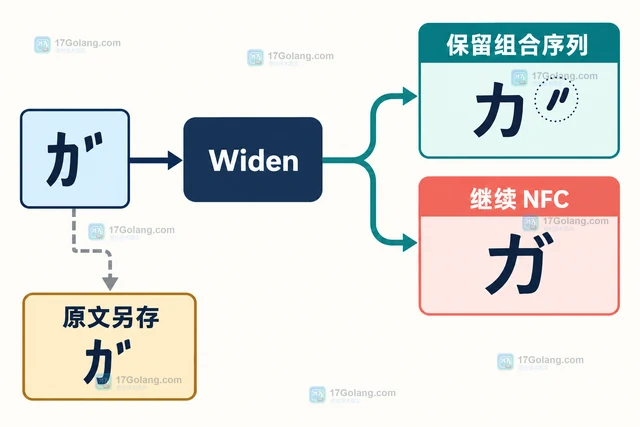 Go x/text/width 半角片假名扩宽为什么可能改变字符组合