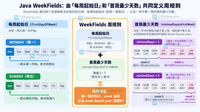 Java WeekFields 怎样配置一周起点与首周规则