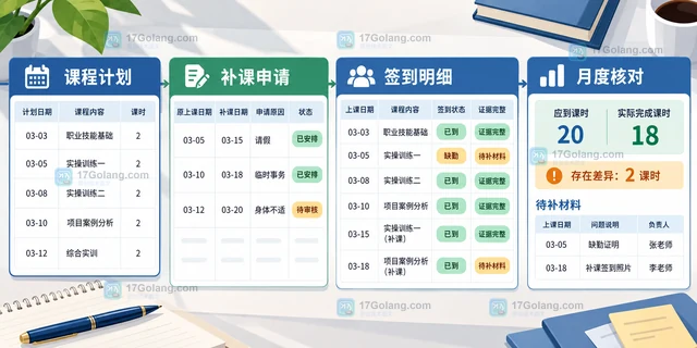 职业培训机构 怎样整理补课申请与实际出勤记录