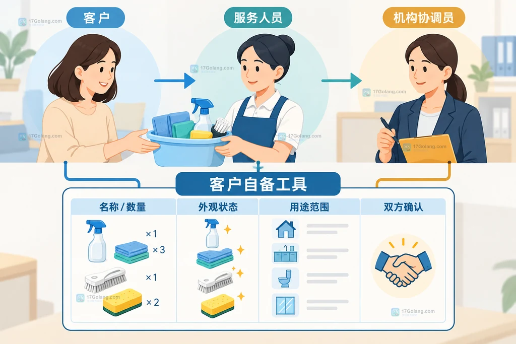 客户自备工具交接记录中客户服务人员机构与名称数量状态用途确认字段的关系示意图