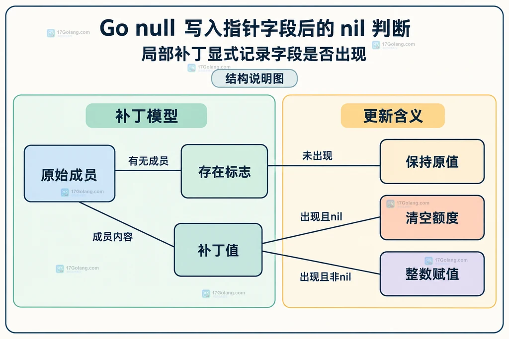 补丁成员存在标志、原始JSON值与配置更新含义的静态关系