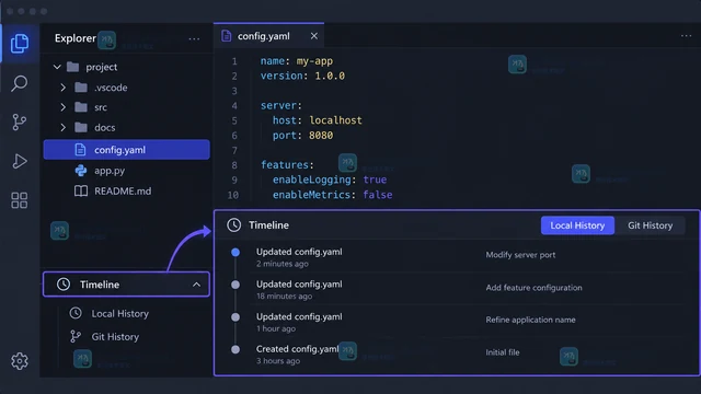 VS Code Timeline 怎样查看文件的本地修改记录