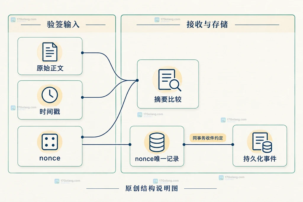 验签输入与持久化收件职责的静态关系图