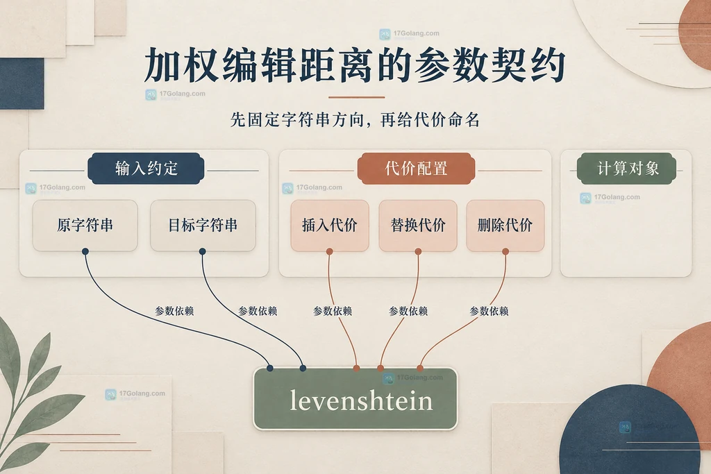 原字符串、目标字符串和三项代价与编辑距离函数的静态关系