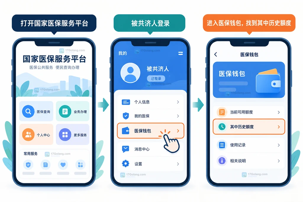 国家医保服务平台医保钱包与1.0历史额度查询入口的原创说明图