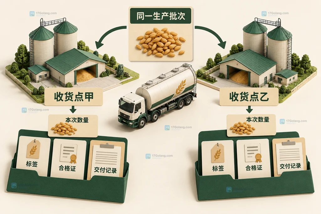 同一生产批次分送两个收货点分别对应各自交付记录