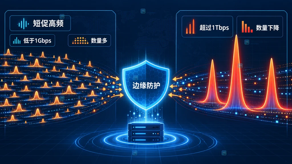 短促高频 DDoS 攻击与超过 1 Tbps 超大攻击的规模分化静态说明图
