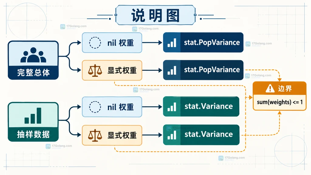 Gonum 加权方差选择与边界说明图