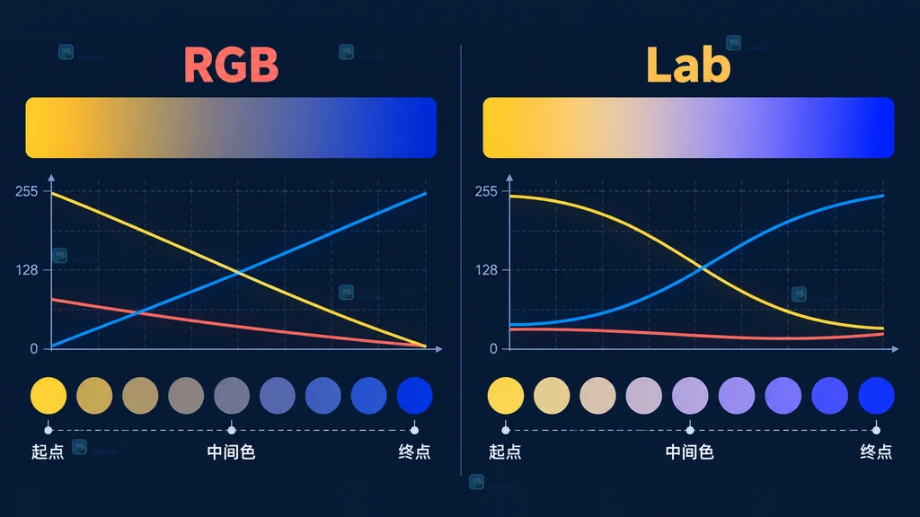 Lab插值结果经过RGB色域边界处理示意图