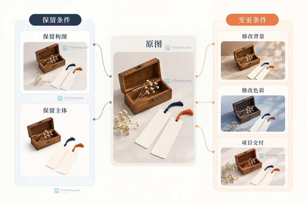 原图、保留条件、修改条件与项目交付的关系