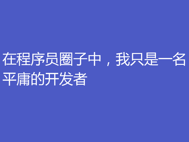 在程序员圈子中,我只是一名平庸的开发者
