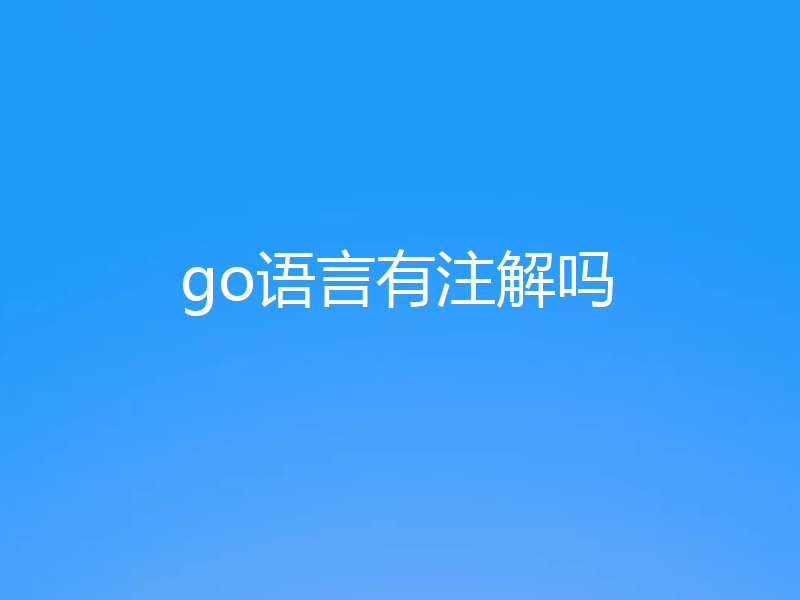go语言有注解吗