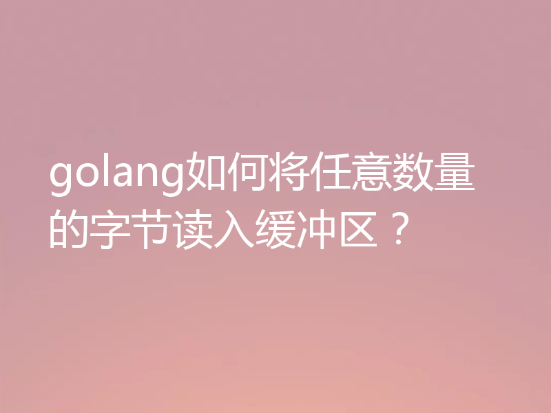 golang如何将任意数量的字节读入缓冲区?
