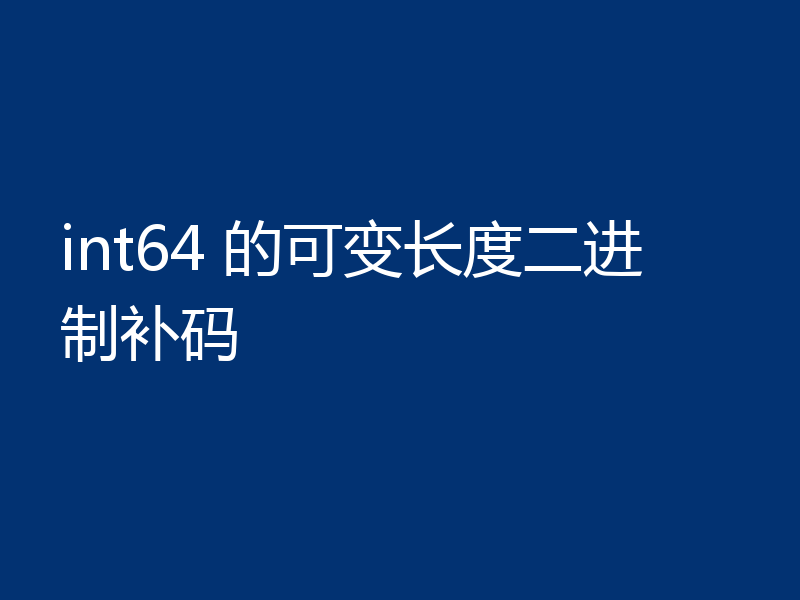 int64 的可变长度二进制补码