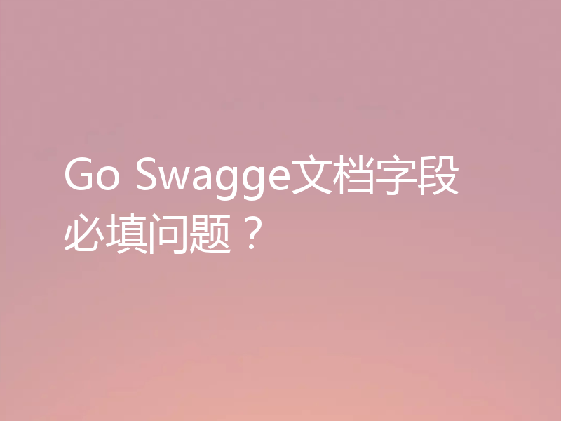 Go Swagge文档字段必填问题?