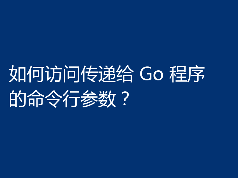 如何访问传递给 Go 程序的命令行参数?