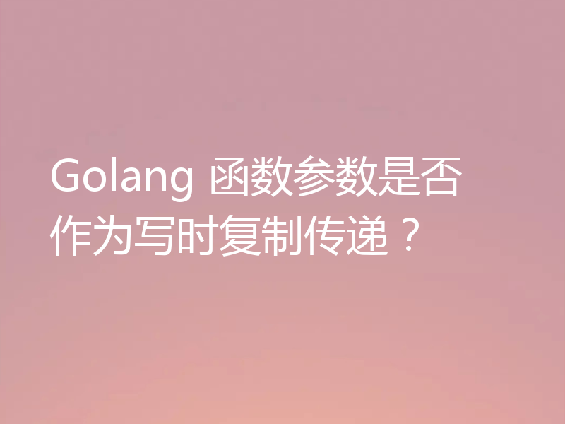 Golang 函数参数是否作为写时复制传递?