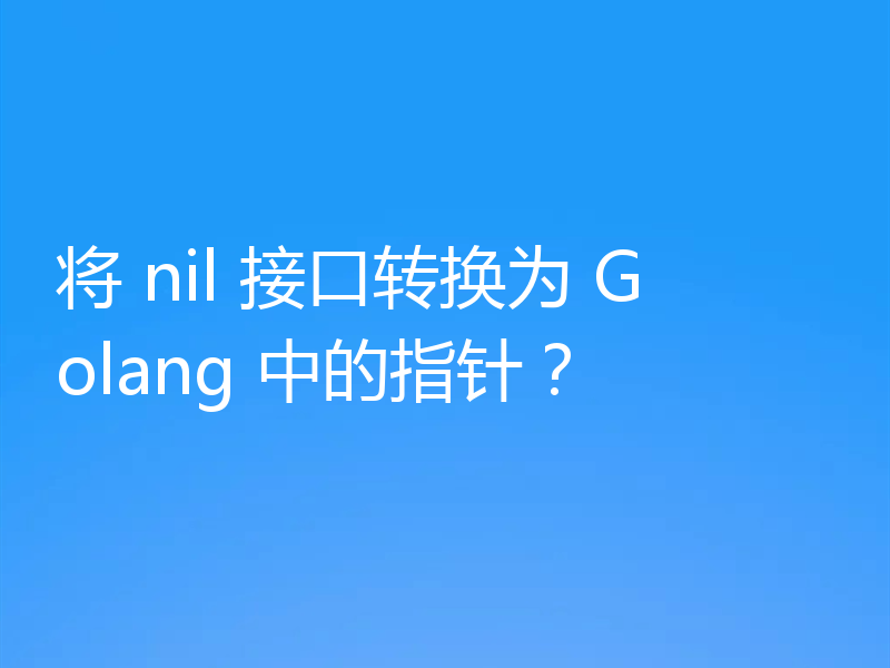 将 nil 接口转换为 Golang 中的指针?