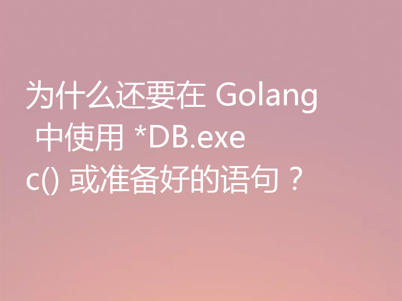 为什么还要在 Golang 中使用 *DB.exec() 或准备好的语句?