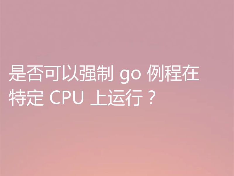 是否可以强制 go 例程在特定 CPU 上运行?