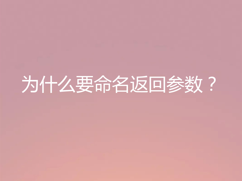 为什么要命名返回参数？