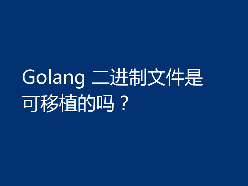 Golang 二进制文件是可移植的吗?