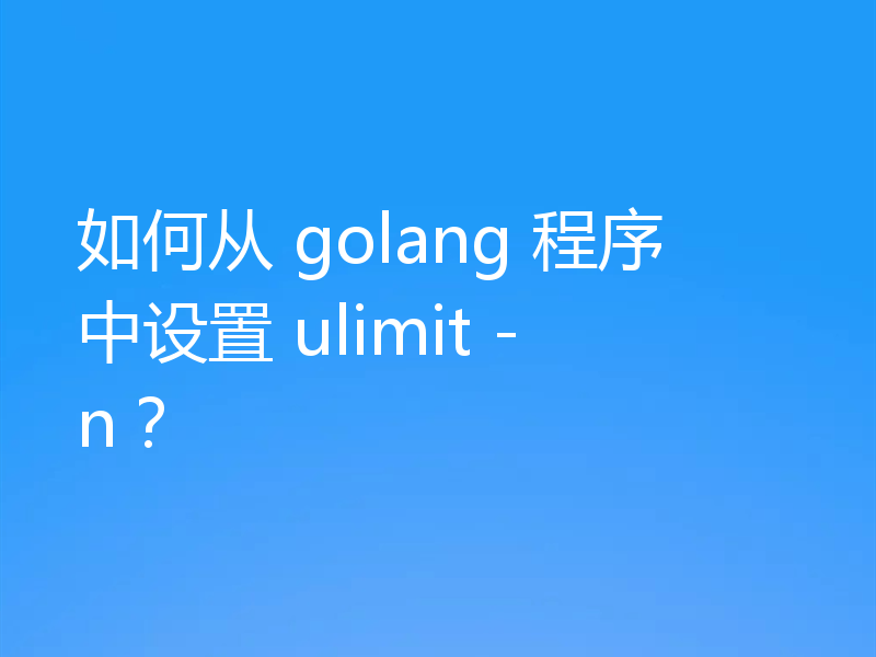 如何从 golang 程序中设置 ulimit -n?