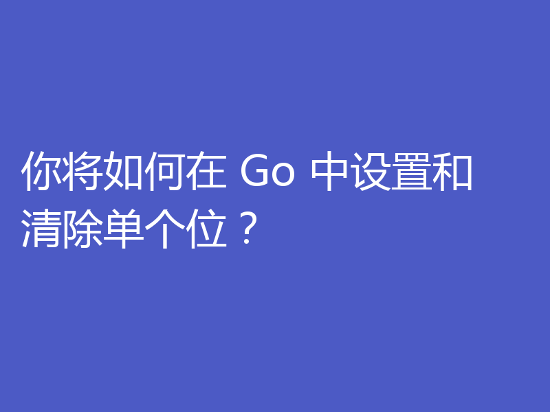 你将如何在 Go 中设置和清除单个位?